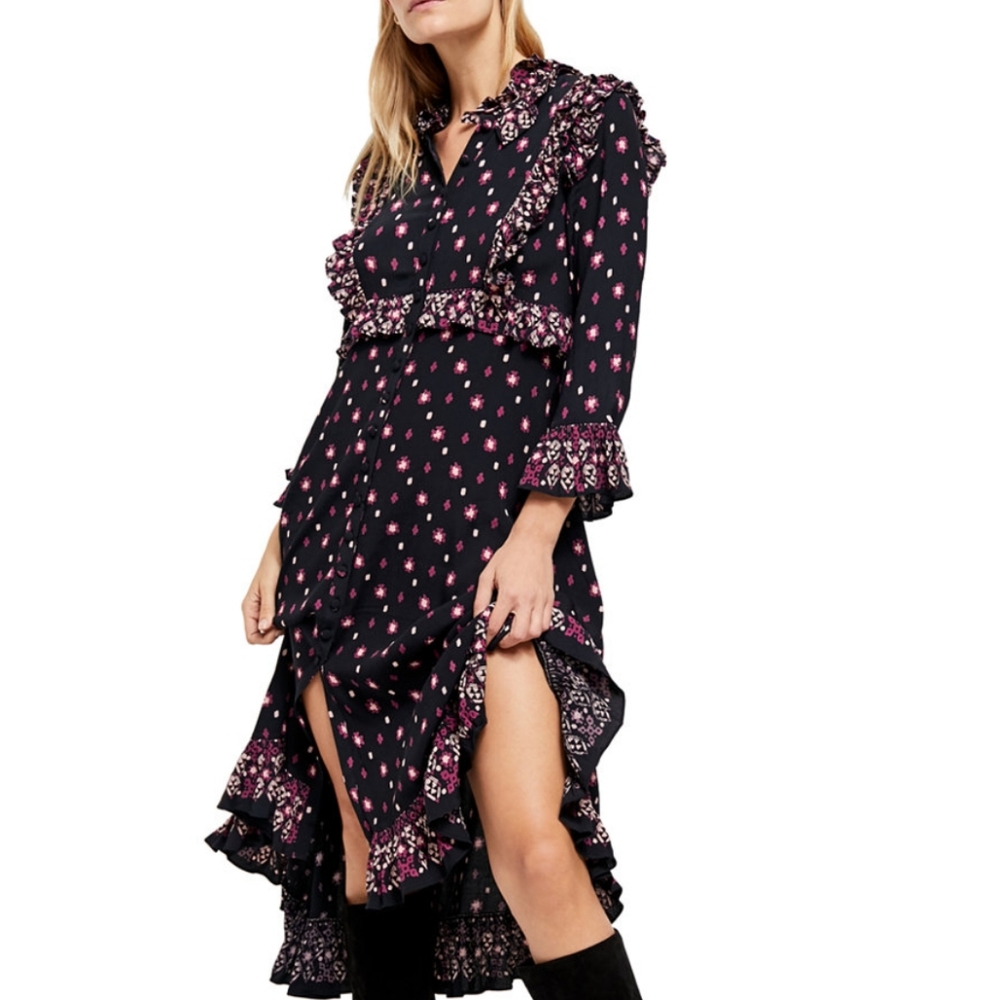 Free People New Callico Skies Midi Dress